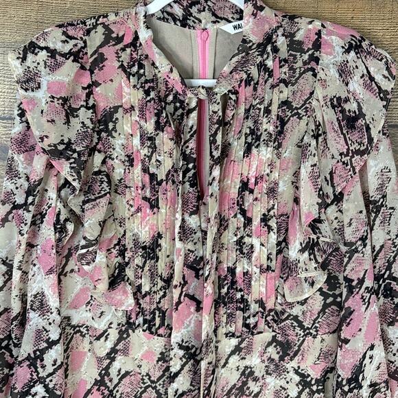 Walter Baker Zendaya Dress Handkerchief Hem Crop Sleeve Blushing Snake Size 8 - Picture 2 of 14